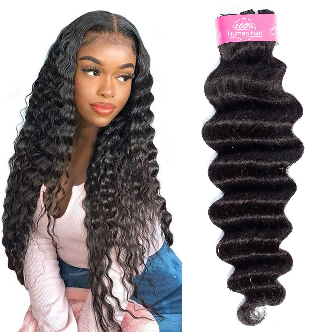 Loose Deep Wave Human Hair 1 Bundles 16inch Loose Deep Human Hair Bundles Wet and Wavy Human Hair Weave Brazilian Loose Deep Unprocessed Virgin Human Hair Bundles 100g/bundle